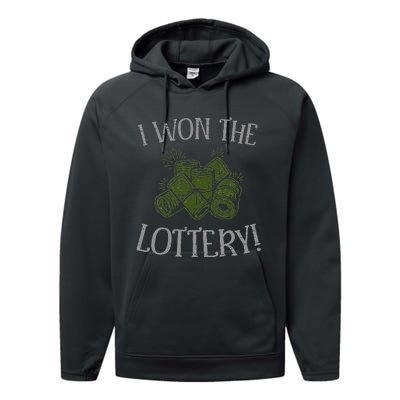 I Won The Lottery Game Winner Luck Lottery Scratcher Performance Fleece Hoodie