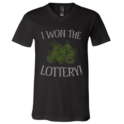 I Won The Lottery Game Winner Luck Lottery Scratcher V-Neck T-Shirt