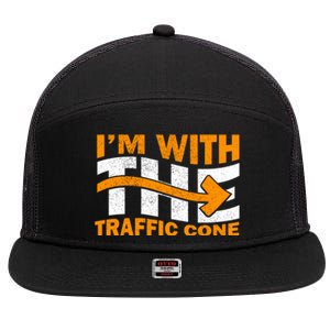 IM With The Traffic Cone Costume Funny Halloween Couple 7 Panel Mesh Trucker Snapback Hat