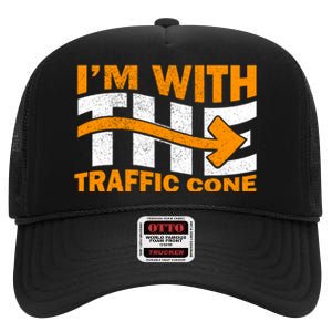 IM With The Traffic Cone Costume Funny Halloween Couple High Crown Mesh Back Trucker Hat