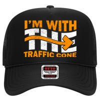 IM With The Traffic Cone Costume Funny Halloween Couple High Crown Mesh Back Trucker Hat