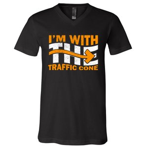 IM With The Traffic Cone Costume Funny Halloween Couple V-Neck T-Shirt