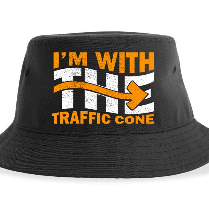 IM With The Traffic Cone Costume Funny Halloween Couple Sustainable Bucket Hat