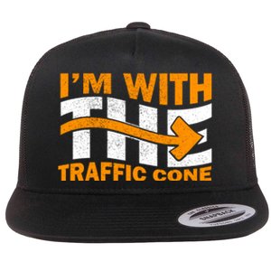 IM With The Traffic Cone Costume Funny Halloween Couple Flat Bill Trucker Hat