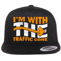 IM With The Traffic Cone Costume Funny Halloween Couple Flat Bill Trucker Hat