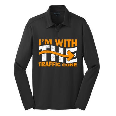 IM With The Traffic Cone Costume Funny Halloween Couple Silk Touch Performance Long Sleeve Polo