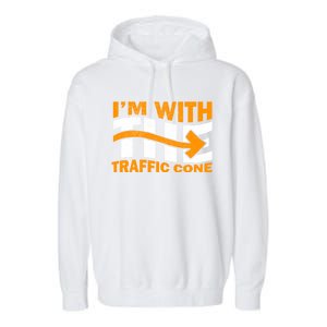 IM With The Traffic Cone Costume Funny Halloween Couple Garment-Dyed Fleece Hoodie