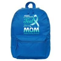 I Wear Teal For My Mom Addiction Recovery Awareness Rbbon Gift 16 in Basic Backpack