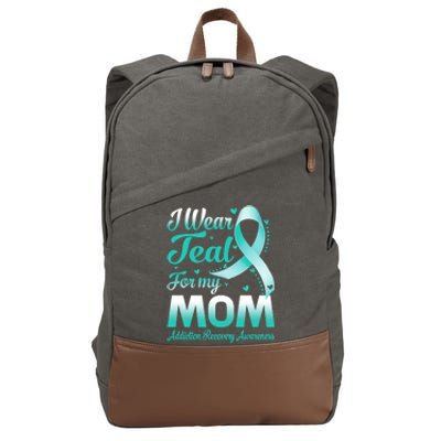 I Wear Teal For My Mom Addiction Recovery Awareness Rbbon Gift Cotton Canvas Backpack