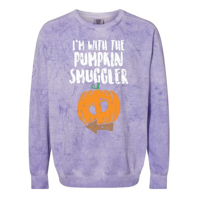 Im With The Pumpkin Smuggler Halloween Pregnancy Couple Dad Colorblast Crewneck Sweatshirt