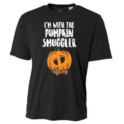 Im With The Pumpkin Smuggler Halloween Pregnancy Couple Dad Cooling Performance Crew T-Shirt