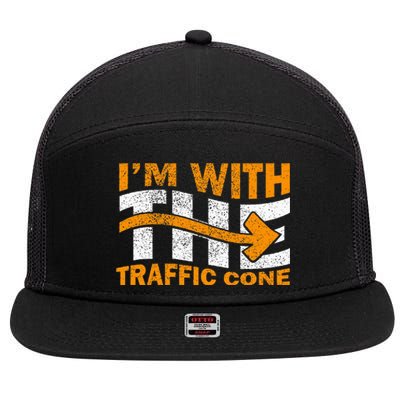 IM With The Traffic Cone Costume Funny Halloween Couple 7 Panel Mesh Trucker Snapback Hat