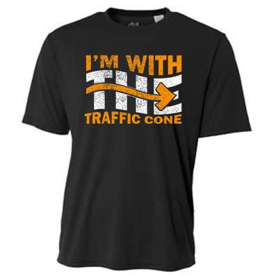 IM With The Traffic Cone Costume Funny Halloween Couple Cooling Performance Crew T-Shirt