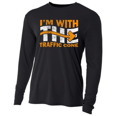 IM With The Traffic Cone Costume Funny Halloween Couple Cooling Performance Long Sleeve Crew