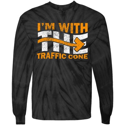 IM With The Traffic Cone Costume Funny Halloween Couple Tie-Dye Long Sleeve Shirt