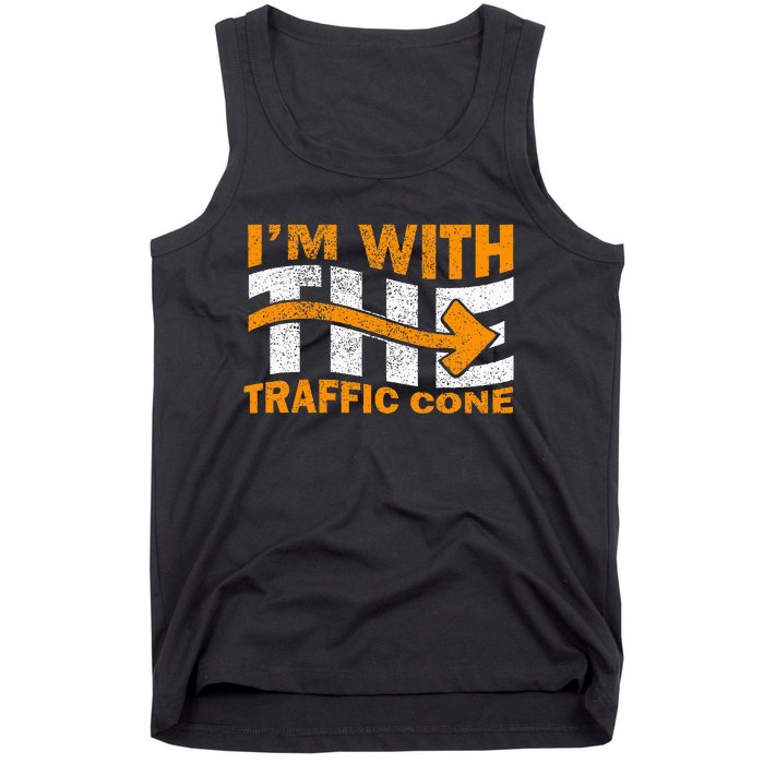 IM With The Traffic Cone Costume Funny Halloween Couple Tank Top