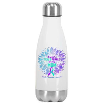 I Wear Teal And Purple For My Mom Suicide Prevention Awareness Gift Stainless Steel Insulated Water Bottle