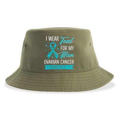 I Wear Teal For My Mom Ovarian Cancer Awareness Gift Sustainable Bucket Hat