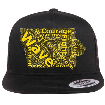 Iowa Wave To The Brave Sick Children Word Cloud Flat Bill Trucker Hat
