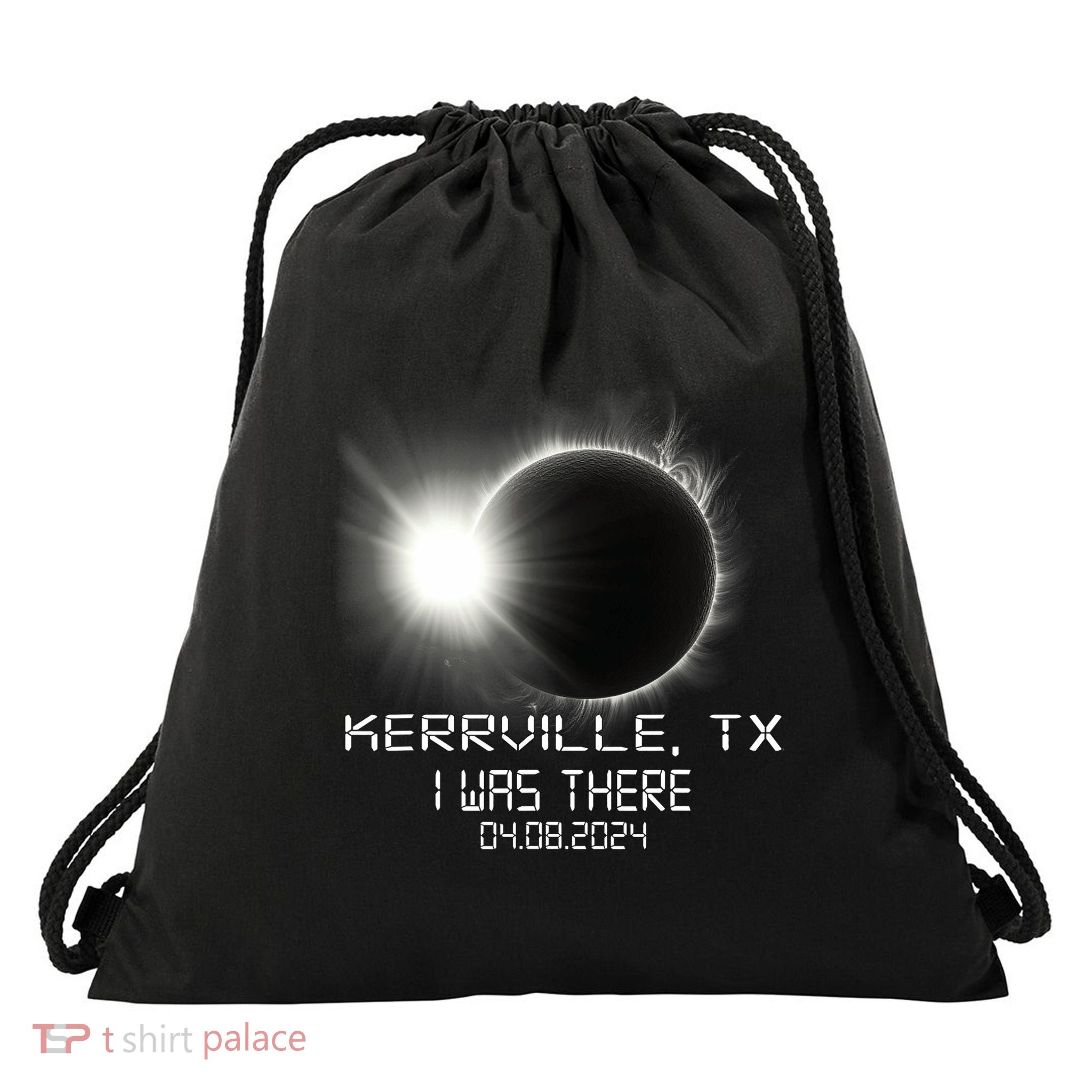 I Was There Total Solar Eclipse Kerrville Texas Drawstring Bag