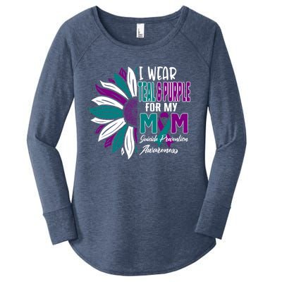 I Wear Teal And Purple For My Mom Suicide Prevention Awareness Gift Women's Perfect Tri Tunic Long Sleeve Shirt