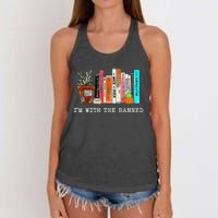 Im With The Banned Funny Book Readers I Read Banned Books Women's Knotted Racerback Tank