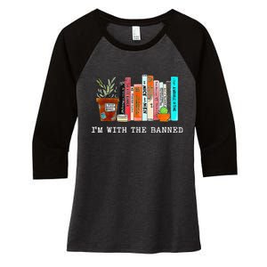 Im With The Banned Funny Book Readers I Read Banned Books Women's Tri-Blend 3/4-Sleeve Raglan Shirt