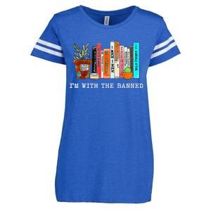 Im With The Banned Funny Book Readers I Read Banned Books Enza Ladies Jersey Football T-Shirt