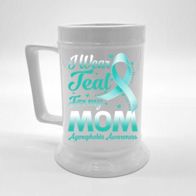 I Wear Teal For My Mom Agoraphobia Awareness Ribbon Gift Beer Stein