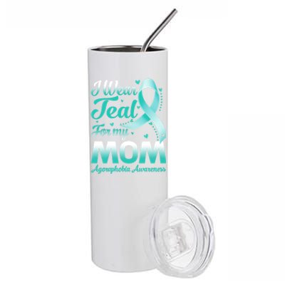 I Wear Teal For My Mom Agoraphobia Awareness Ribbon Gift Stainless Steel Tumbler