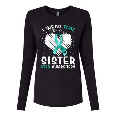 I Wear Teal For My Sister Ptsd Awareness Ribbon Gift Womens Cotton Relaxed Long Sleeve T-Shirt