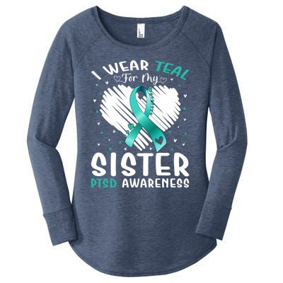 I Wear Teal For My Sister Ptsd Awareness Ribbon Gift Women's Perfect Tri Tunic Long Sleeve Shirt