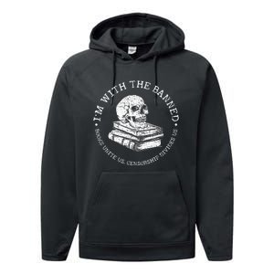 I'm With The Banned Books Funny Book Lover Performance Fleece Hoodie