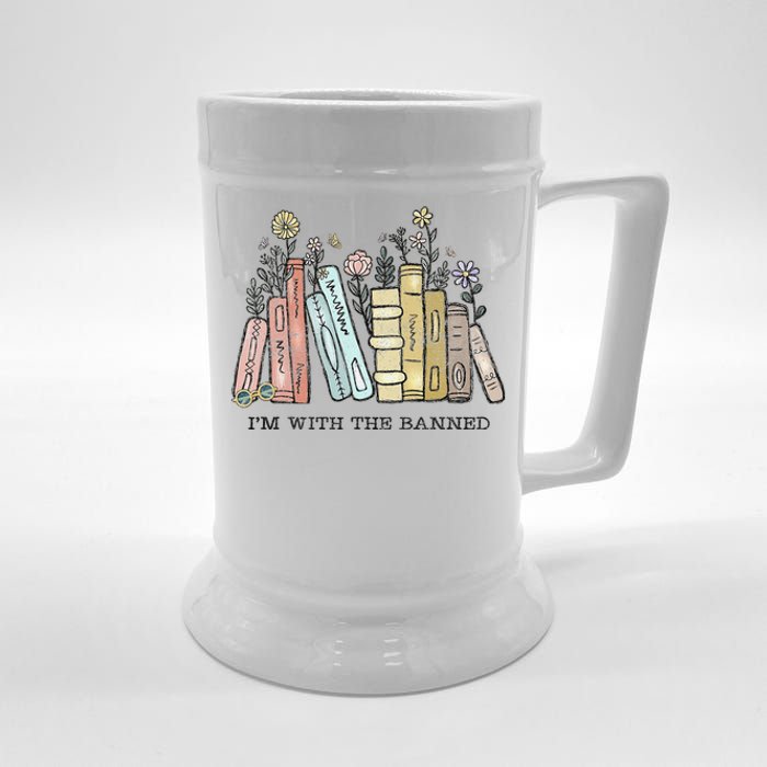 I'm with The Banned Funny Book Readers I Read Banned Books Beer Stein