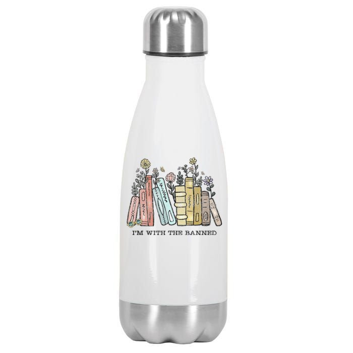 I'm with The Banned Funny Book Readers I Read Banned Books Stainless Steel Insulated Water Bottle