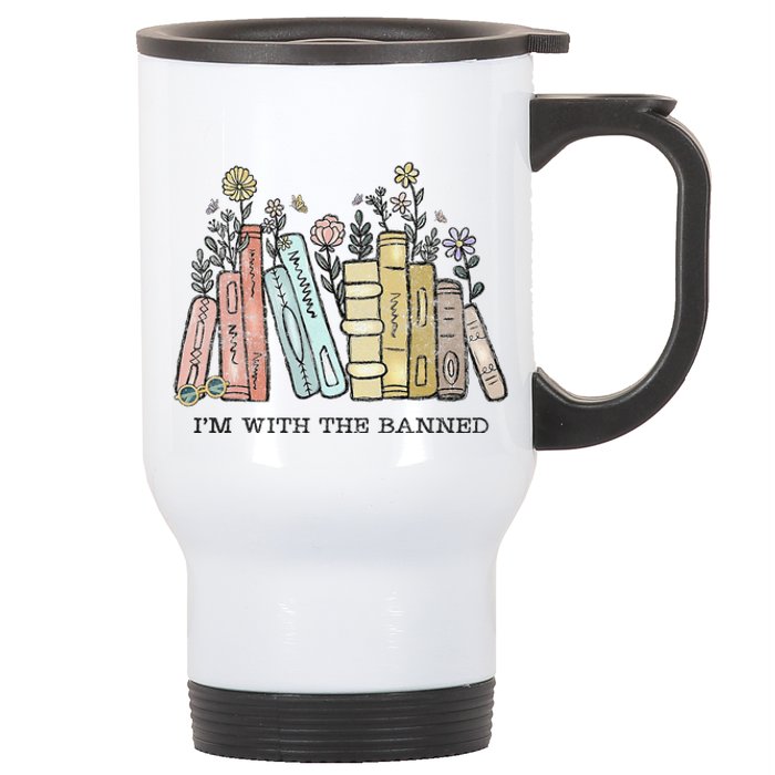 I'm with The Banned Funny Book Readers I Read Banned Books Stainless Steel Travel Mug