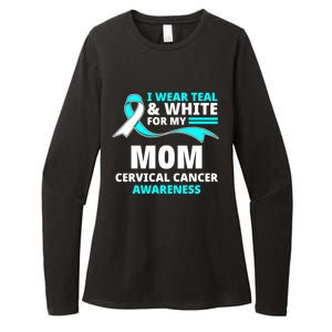 I Wear Teal And White For My Mom Cervical Cancer Awareness Gift Womens CVC Long Sleeve Shirt