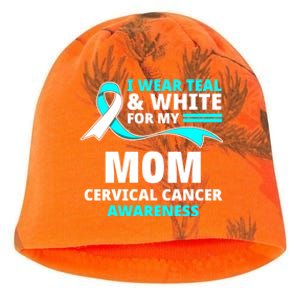 I Wear Teal And White For My Mom Cervical Cancer Awareness Gift Kati - Camo Knit Beanie