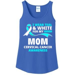 I Wear Teal And White For My Mom Cervical Cancer Awareness Gift Ladies Essential Tank