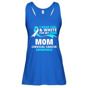 I Wear Teal And White For My Mom Cervical Cancer Awareness Gift Ladies Essential Flowy Tank