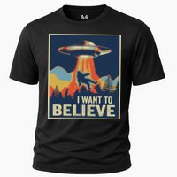 I Want To Believe Bigfoot Area 51 Alien UFO Cooling Performance Crew T-Shirt