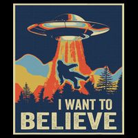 I Want To Believe Bigfoot Area 51 Alien UFO Cooling Performance Crew T-Shirt