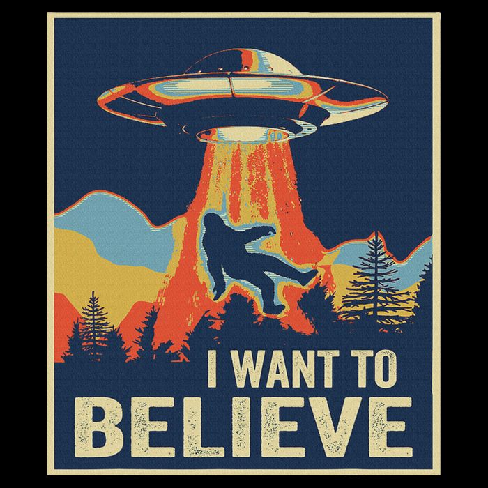 I Want To Believe Bigfoot Area 51 Alien UFO Cooling Performance Crew T-Shirt
