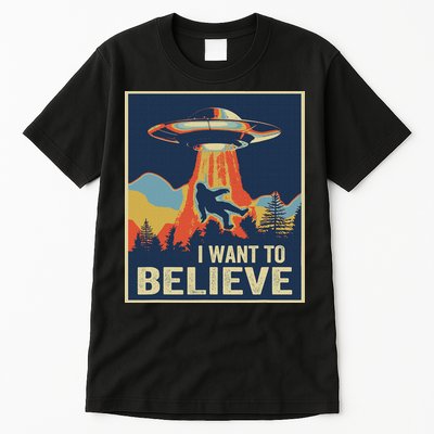 I Want To Believe Bigfoot Area 51 Alien UFO Tall T-Shirt