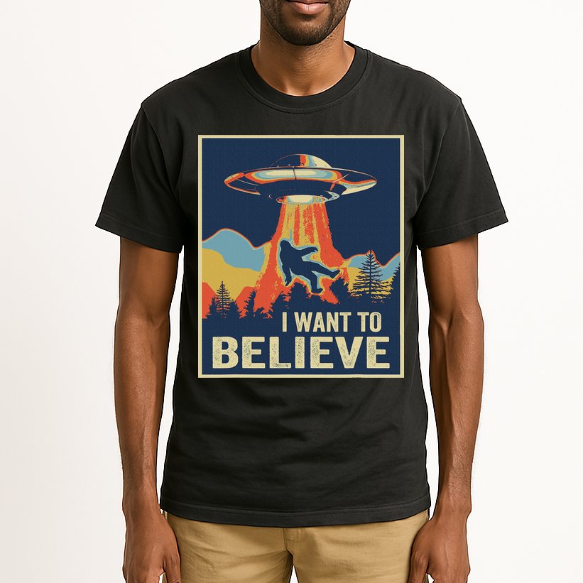 I Want To Believe Bigfoot Area 51 Alien UFO Tall T-Shirt