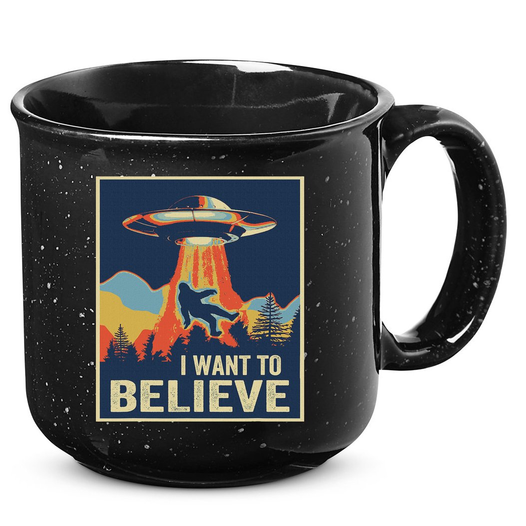 I Want To Believe Bigfoot Area 51 Alien UFO 15oz Campfire Ceramic Mug