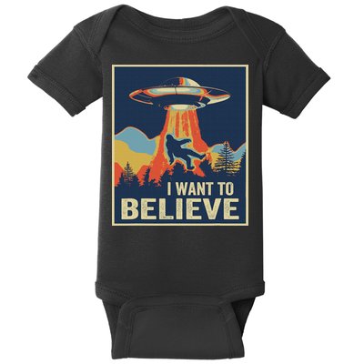 I Want To Believe Bigfoot Area 51 Alien UFO Baby Bodysuit