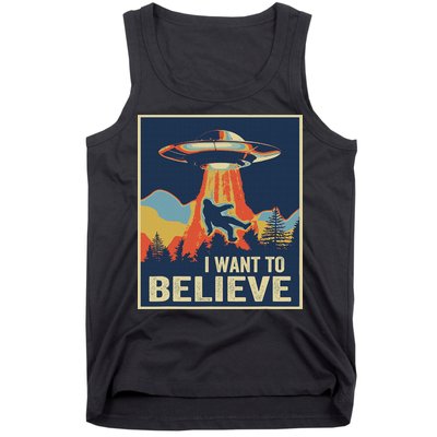 I Want To Believe Bigfoot Area 51 Alien UFO Tank Top