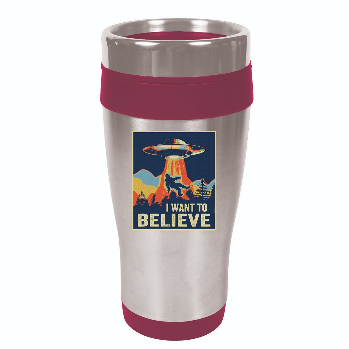 I Want To Believe Bigfoot Area 51 Alien UFO 16oz Travel Tumbler