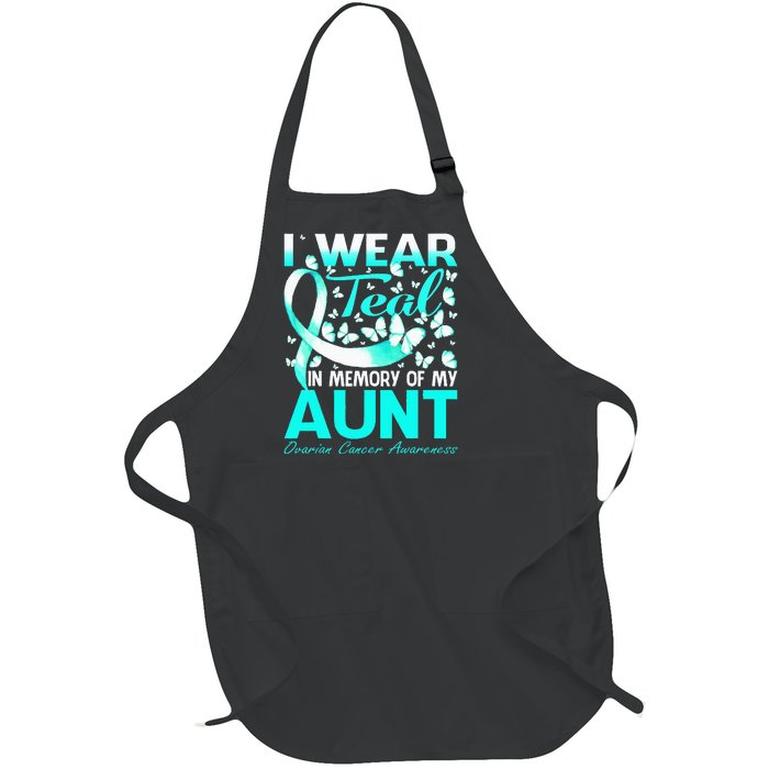 I Wear Teal In Memory Of My Aunt Ovarian Cancer Full-Length Apron With Pockets